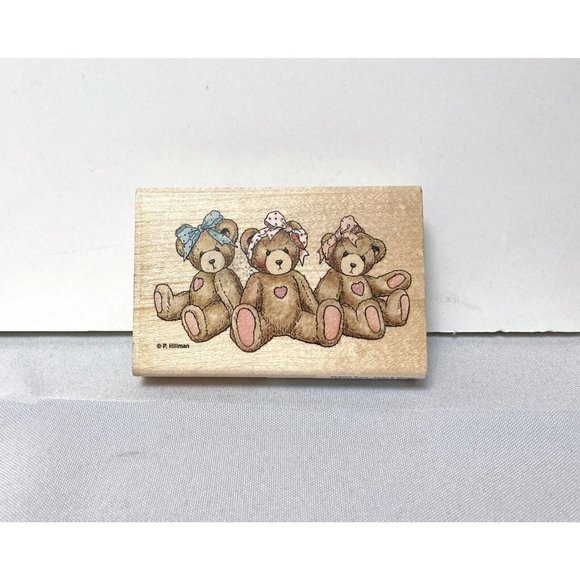 Stampendous Rubber Stamp TM005 Sarah Jackie Karen Teddy Bears Wood Mounted USA - Picture 2 of 6